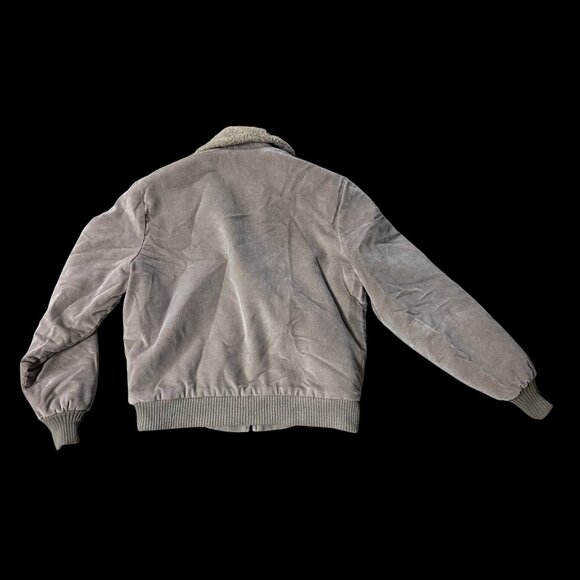 Vintage Bomber Jacket Coat Taupe Gray Westwind USA Size Large 80s Faux Shearling - Picture 3 of 10